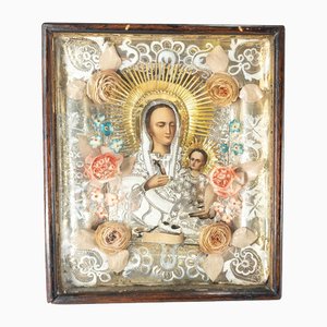 Religiöse Ikone Retablo in Shadowbox, Malerei, Gerahmt