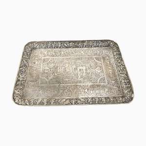 Antique Repousse Silver Tray with Figures