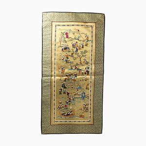 20th Century Chinese Silk Embroidered Panel with 100 Boys Theme