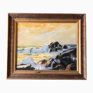 California Seascape, 1970s, Painting on Canvas, Framed