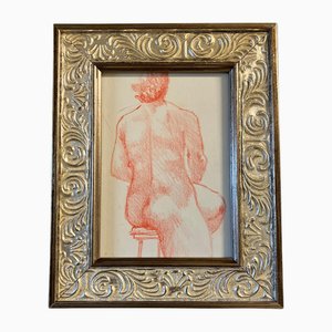 Estudio de desnudos de mujeres, años 70, Lápiz sobre papel, enmarcado