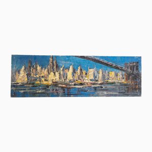 New York Skyline, 20th Century, Painting on Canvas