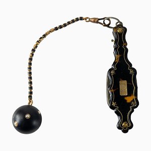 Gafas Lorgnette victorianas antiguas con incrustaciones de oro y reloj esmaltado