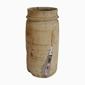 Vintage Indian Wood Lassi Pot