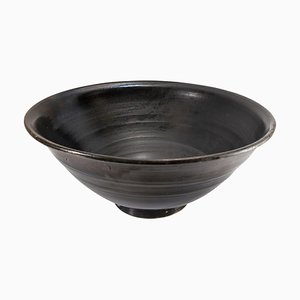 Large Mid-Century Modern Italian Black Glazed Bowl