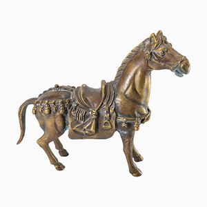 Cineserie decorativa a cavallo in bronzo, XX secolo