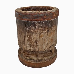 Old India Wood Pestle Pot, 1920s