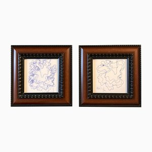 Untitled, 1980s, Ink on Paper, Framed, Set of 2