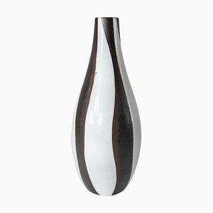 Mid-Century Modern Brown and White Striped Modernist Vase
