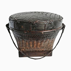 Vintage Akha Thai Basket with Lid