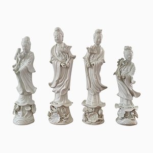 Figurines Vintage Blanc De Chine, Milieu du 20ème Siècle, Set de 4