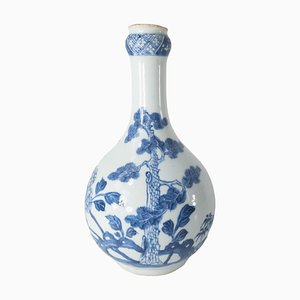 Vase Bouteille Arita Edo Bleu et Blanc, Japon, 18ème Siècle