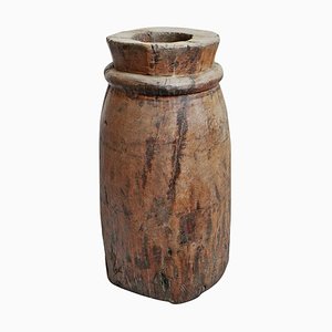 Antique Wood Butter Pot, India