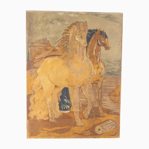 Después de Giorgio De Chirico, caballos, siglo XX, serigrafía