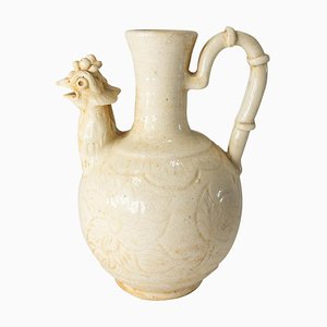20th Century Chinoiserie Tang Cream Colored Chinese Ewer