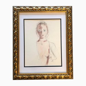 Female Nude, 1960s, Pencil on Paper, Framed