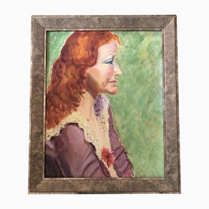 Female Portrait, 1970s, Painting on Canvas, Framed