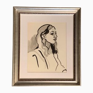 Portrait of Woman, 1970s, Painting, Framed