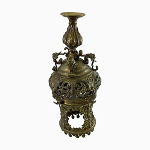 19th Century Bronze Pendant Light Fixture Candleholder