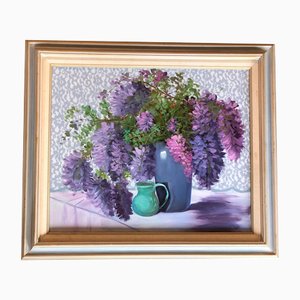 Still Life with Wisteria, 1970s, Painting on Canvas