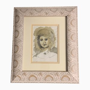 Portrait, 1950s, Watercolor, Framed