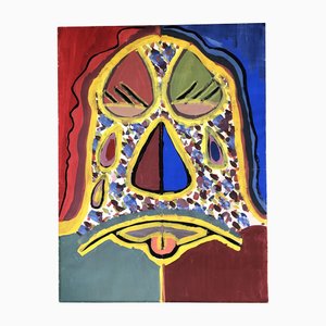 Abstraktes Gesicht, 1980er, Farbe auf Papier