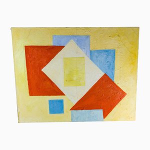 Sara Harris, Geometrische abstrakte Komposition, 20. Jahrhundert, Öl auf Leinwand