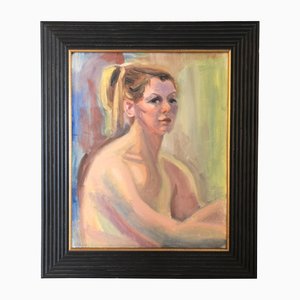 Retrato de mujer desnuda, años 70, pintura sobre lienzo