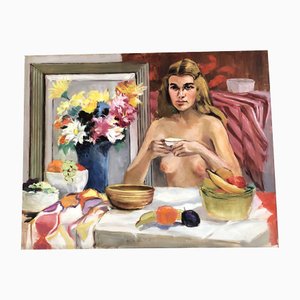 Desnudo femenino, años 70, Paint