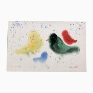 Hank Laventhal, Unlikely Courtship, 1980s, Watercolor on Paper