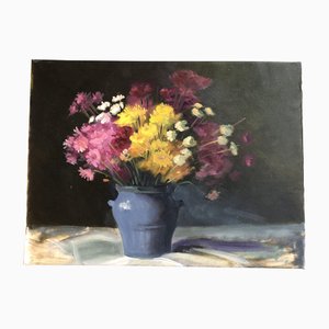 Stillleben mit Blumen, 1970er, Malerei auf Leinwand