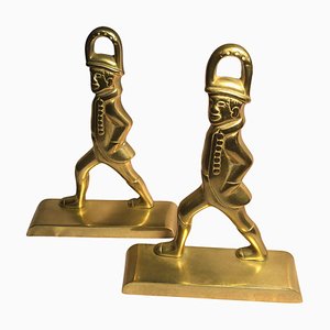 Vintage Brass the New Yorker Americana Used Doorstops Door Stop Figure Man, Set of 2