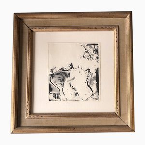 Desnudo femenino abstracto, años 60, Litografía, Enmarcado