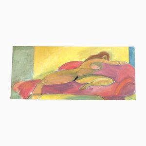Nudo femminile astratto modernista, anni '80, dipinto