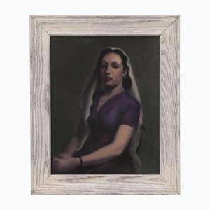 Bildnis einer verschleierten Dame, 20. Jh., Gemälde auf Leinwand