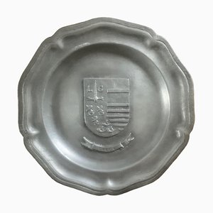 Vintage Belgian Pewter Wall Plate from Liege