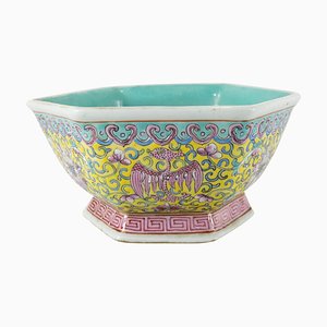 Early 20th Century Chinese Pink and Yellow Straits Porcelain Bowl