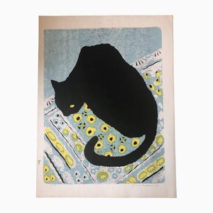 Schwarze Katze, 1970er, Lithographie