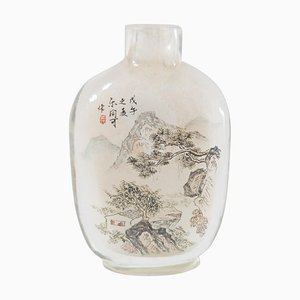 Botella de rapé china de principios del siglo XX pintada al revés