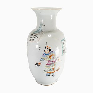 Jarrón Famille Rose chino de porcelana, siglo XIX