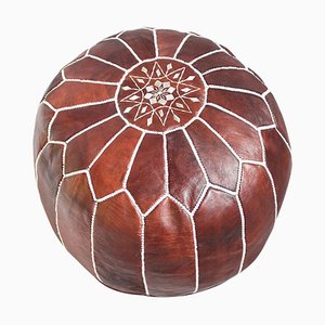 Moroccan Leather Ottoman or Pouf