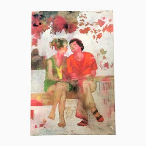 Double Sided People in Love Portrait, 1970s, Painting