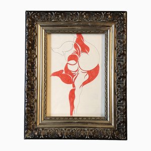 Abstract Nude, Marker Drawing, Framed