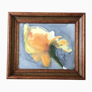Abstract Flower, 1970s, Watercolor on Paper, Framed