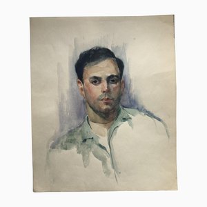 Männerportrait, 1980er, Aquarell auf Papier