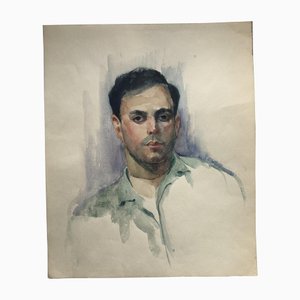 Male Portrait, 1980s, Watercolor on Paper