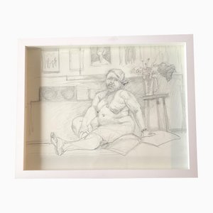 Susan Kenneth, Female Nude in Interior, 1990, Carbone su carta