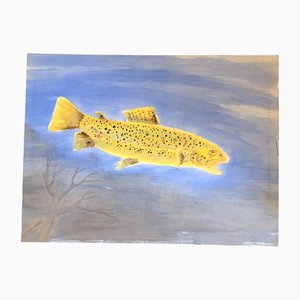 Poisson Vintage, 1980s, Aquarelle