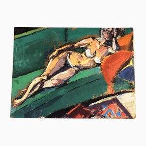 Female Reclining Nude, 1970s, Painting