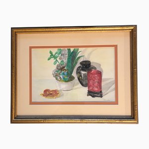 Still Life, 1940s, Watercolor on Paper, Framed